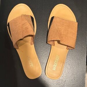 Marelylly Tan Suede Slide Sandals